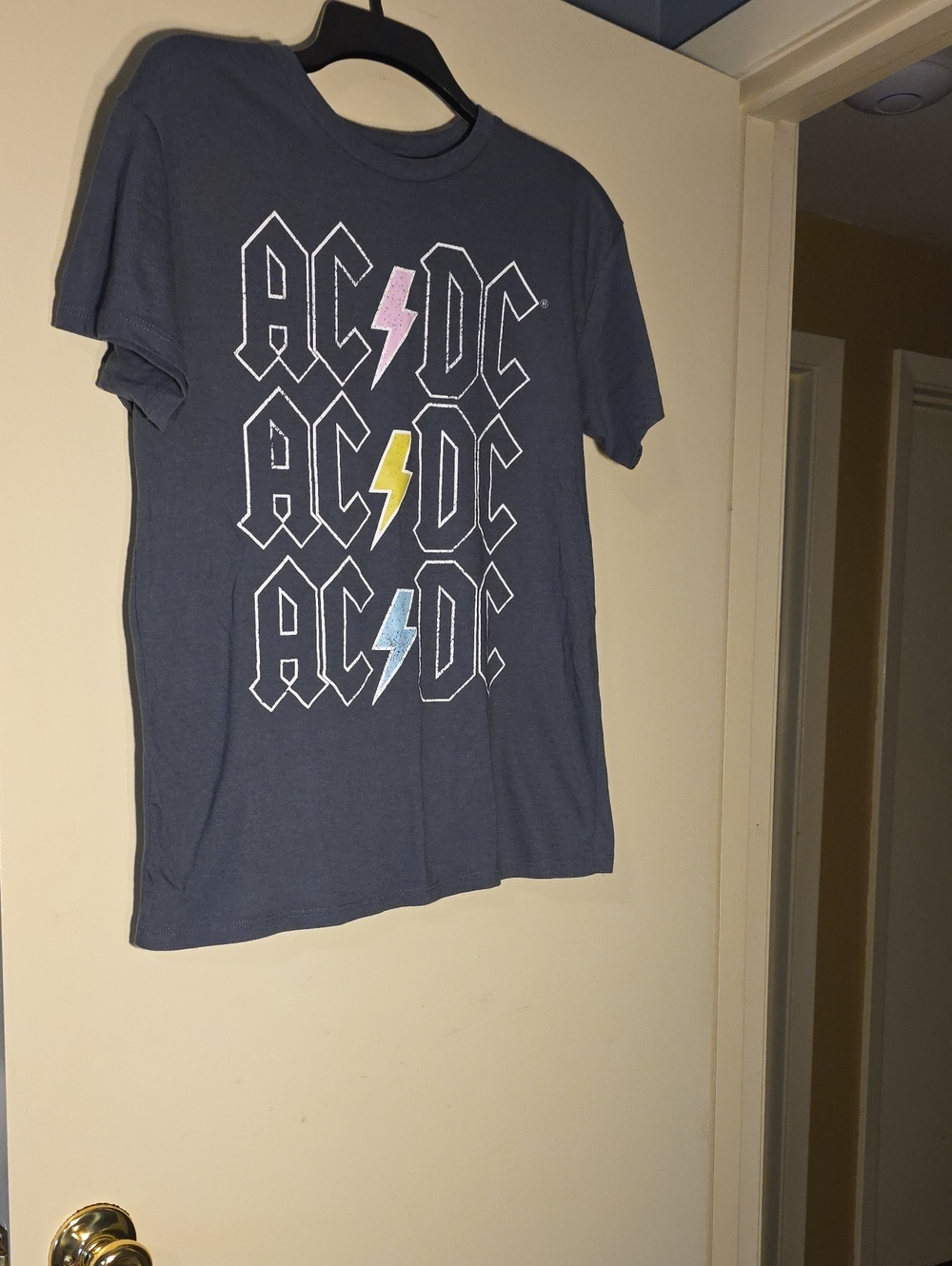 AC/DC Graphic Women Tee - Navy with Multicolor Lightning
